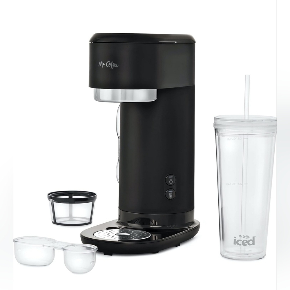 Mr. Coffee Iced and Hot Coffee Maker, Single Serve Coffee Machine with 22-Ounce